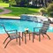 Costway 3 PCS Patio Rattan Bistro Set High Backrest Armrest SideTable Mix Gray\Mix Brown